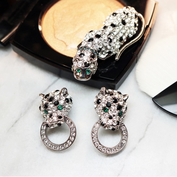 Rare Kenneth Jay Lane Leopard Doorknocker Earrings - Picture 4 of 8